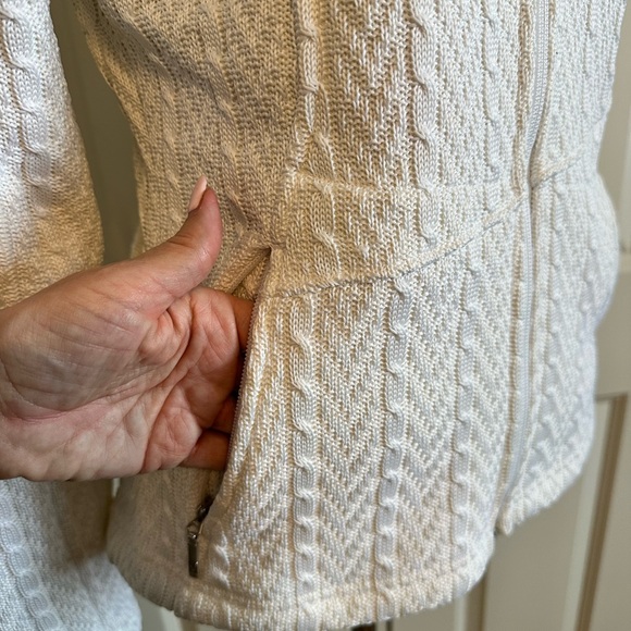 Spyder Women's White Cable Knit Fleece Lined Jacket - Picture 3 of 15